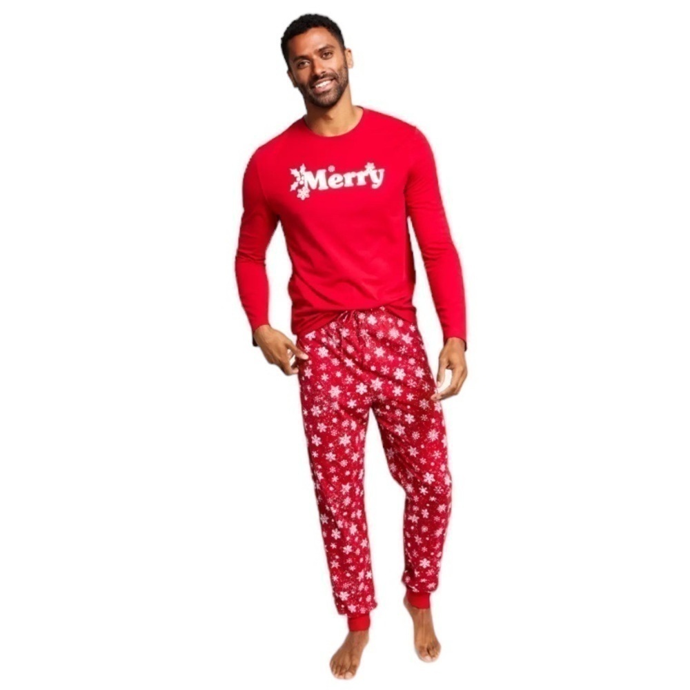 Macy’s Family PJs Pajamas Men's Merry Snowflake Mix It Family Set Medium New